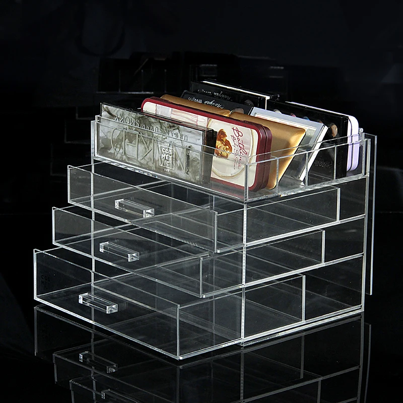 

Makeup Box Transparent Acrylic Desktop Make Up Organizer Clear Makeup Storage Box For Cosmetic With 3 Drawers