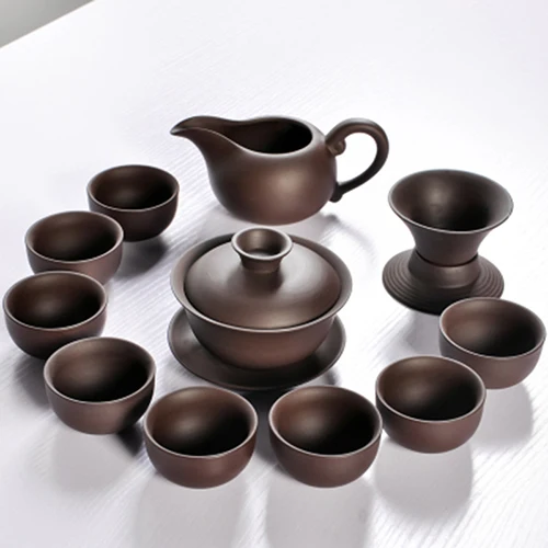 Горячая Распродажа, керамический Фиолетовый Глиняный чайный набор, кунг-фу, заварочный чайник Xishi Gaiwan, чашка для сервировки, чайная чашка, китайская посуда для напитков, высокое качество - Цвет: Set A