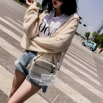 

Japanese cute fashion small bag female jelly women transparent shoulder bag girl small square bag mini women Messenger bag