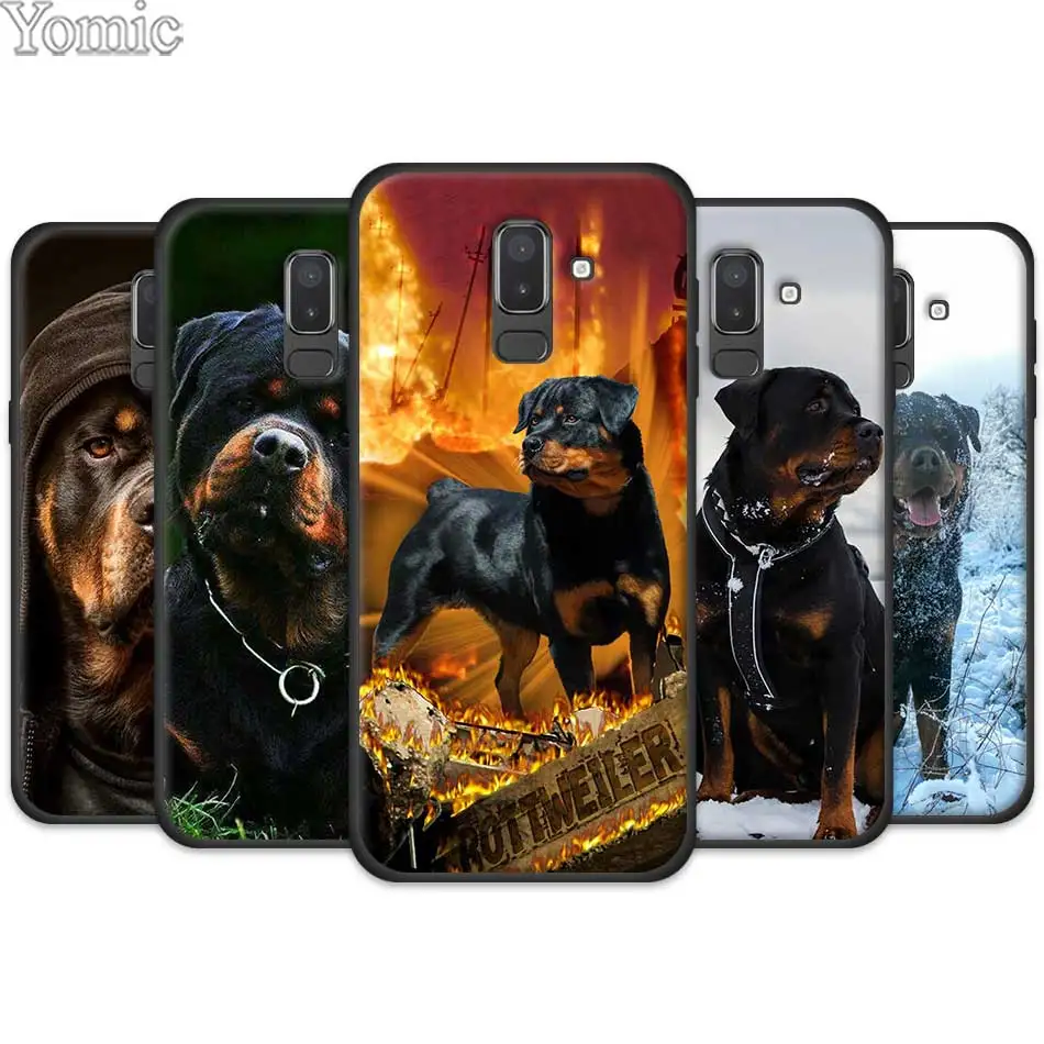 

Silicone TPU Soft Case for Samsung Galaxy J4 J6 J8 Plus 2018 J4Plus J6Plus Rottweiler Dog Mobile Phone Cases Cover Shell Coque
