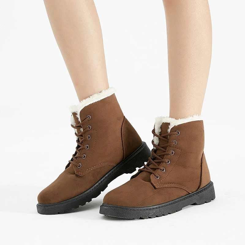 2018 botas de invierno Martin para mujer, botas de moto, botines de tobillo con cordones, Flock Warm Plush impermeable antideslizante Europa clásicos de de - AliExpress