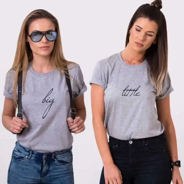 Big Little cursive letter print T Shirt 