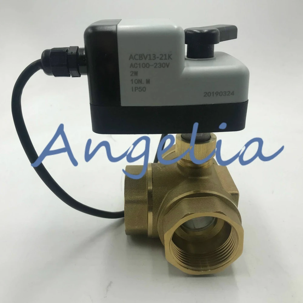 AC110 220V (универсальный) G11/2 &quotBSP DN40 латунный 3 ходовой ручной и автоматический