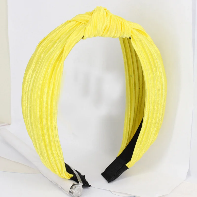 Богемная Складная лента для волос с узлом Женская этническая яркая завязанная повязка на волосы индивидуальные аксессуары для волос - Цвет: Цвет: желтый