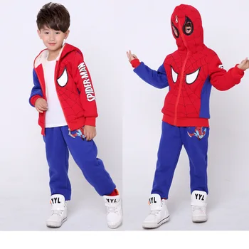 

Winter Spider-Man Hoodie Cosplay Costume Thickening Cotton Sweater Children's Hooded Pullover SpiderMan Zipper Coat with Mask