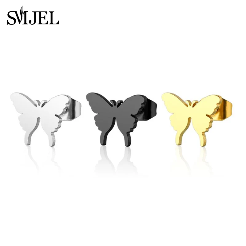 SMJEL серьги в виде пчел из нержавеющей стали, маленькие модные серьги с Микки Маусом, ювелирные изделия в виде бабочки, серьги-гвоздики для девочек oorbellen - Metal Color: GED025