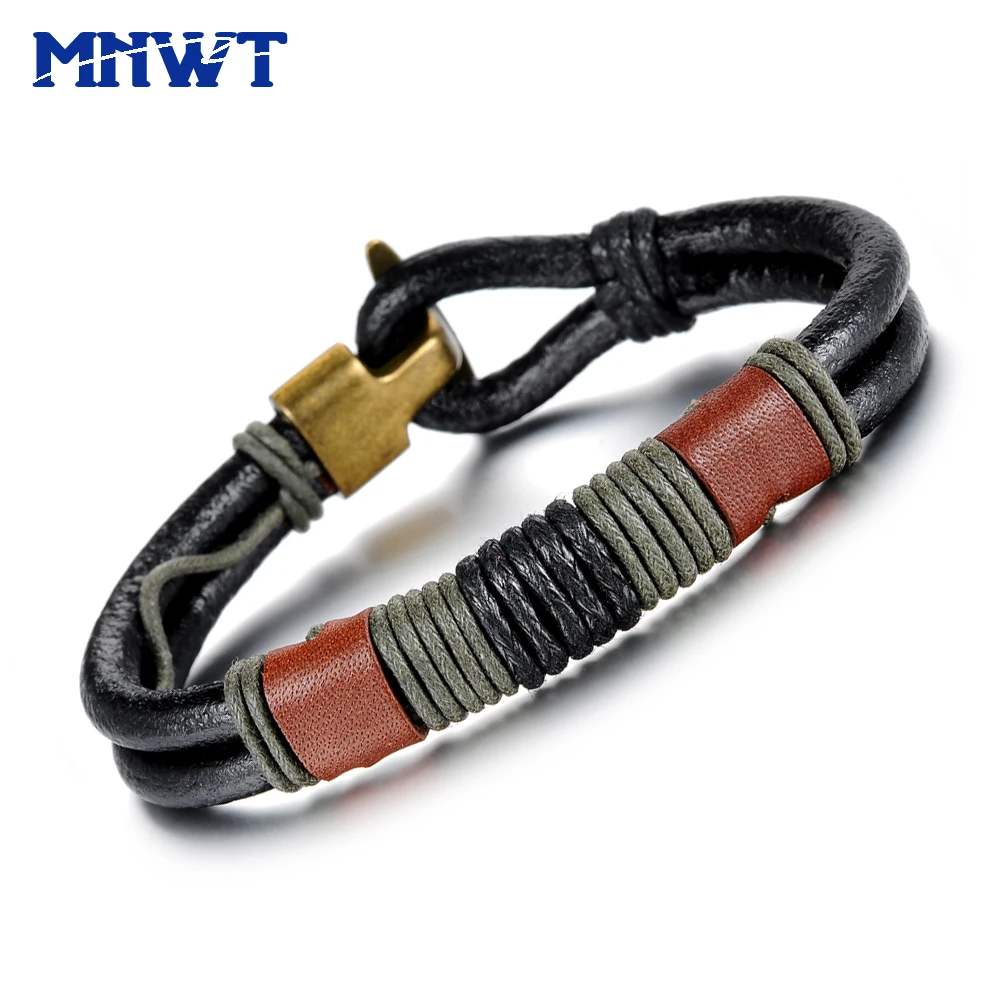 MNWT новые модные ювелирные изделия браслет для мужчин Горячие личности классические коричневые кожаные винтажные браслеты мужской подарок Pulseira Masculina