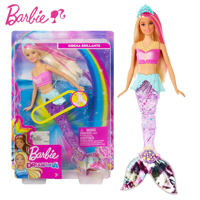 

Original Barbie Dreamtopia Doll Sparkle Lights Sirend Brillante Mermaid Princess Doll Best Birthday Gift For Girl GFL82