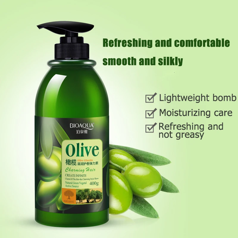 BIOAQUA 400ML Extract Olive Essence Curl Enhancer Curls Styling Elastin Lasting Moisture Improve Frizz Easy To Stereotypes