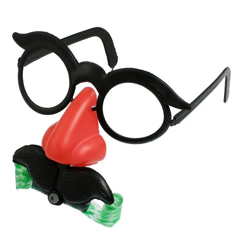 1 шт. игрушка юмора забавные клоунские очки для костюмированного бала в круглой оправе красный нос, свисток усы фальшивый нос волос Удар дракона веселые игрушки