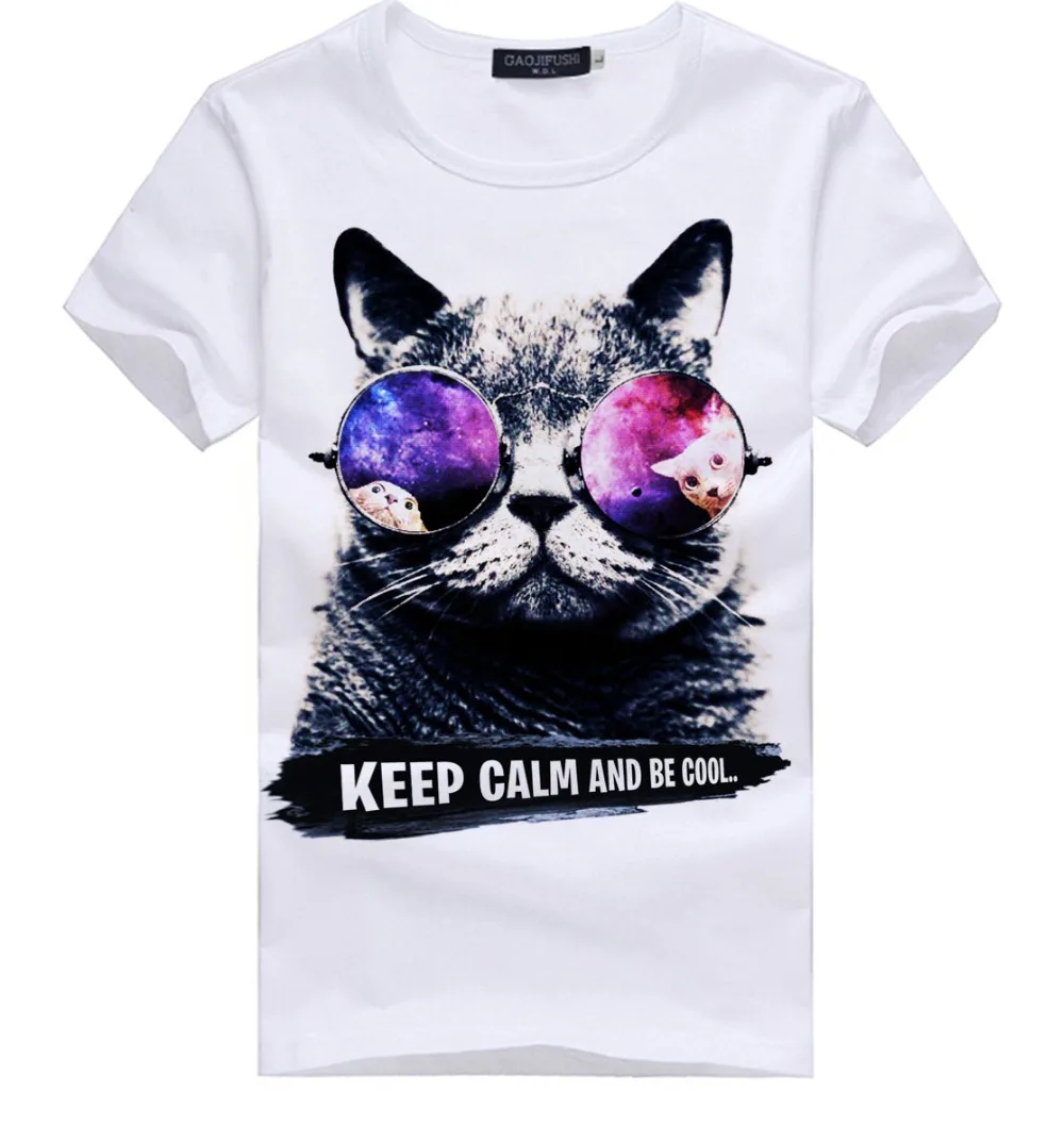 Очень милая Футболка keep calm cat женская Милая летняя крутая футболка с 3D принтом хорошего качества удобные хлопковые топы брендовые рубашки