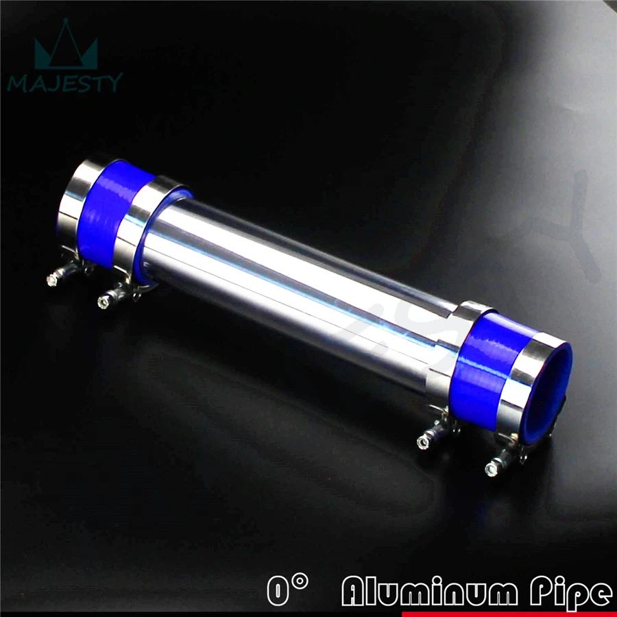 

60mm 2.36" Aluminum Turbo Intercooler Pipe Piping Tubing + silicon hose +T clamps kits BLUE
