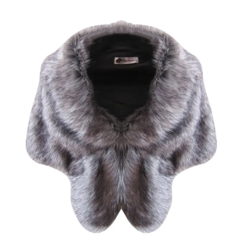Goede Elegante Vrouwen Winter Warm Sjaal Luxe Merk Bruids Faux Fur Lange Sjaal Stola Wrap Schouderophalen Sjaal S3