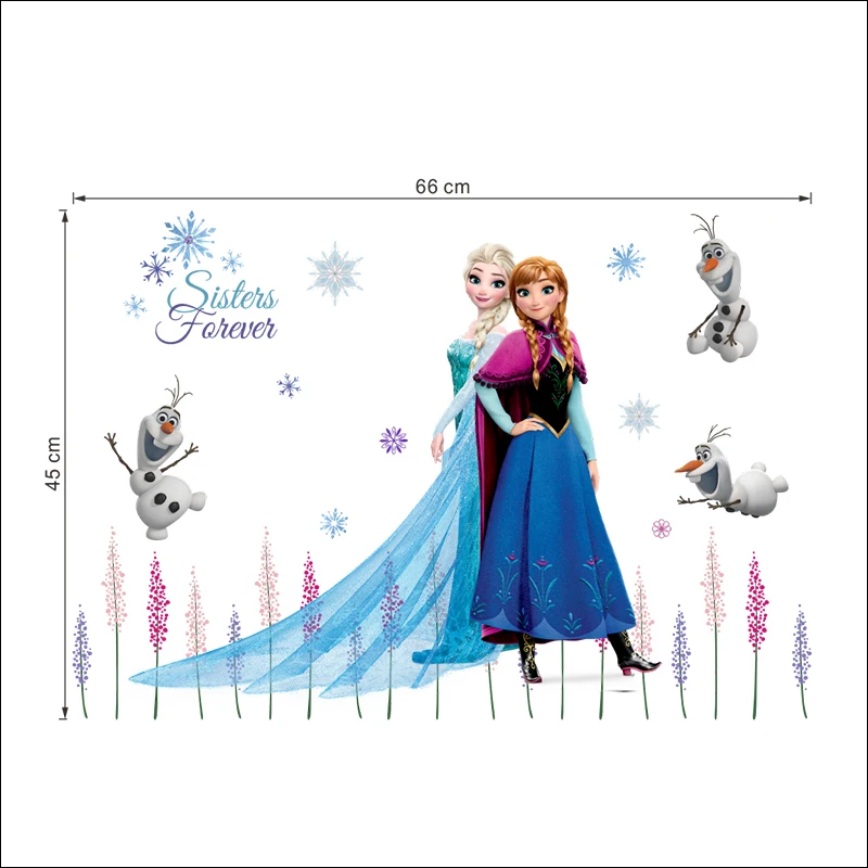 

Disney Olaf Elsa Queen Anna Princess Wall Stickers Kids Room Baseboard Home Decoration Cartoon Mural Art Frozen Movie Poster