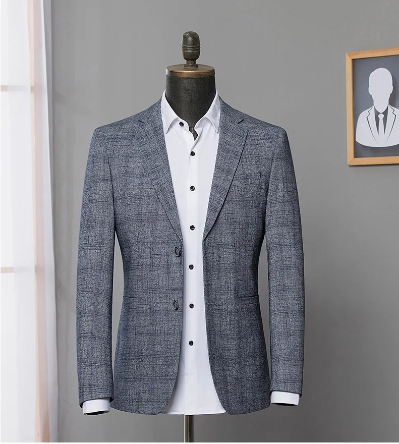 New Arrival Spring Men's Suits Jackets High Quality Grey Blue Casual Blazer Men, Casual Jackets Men Plus-size M-3XL - Цвет: 6648gary