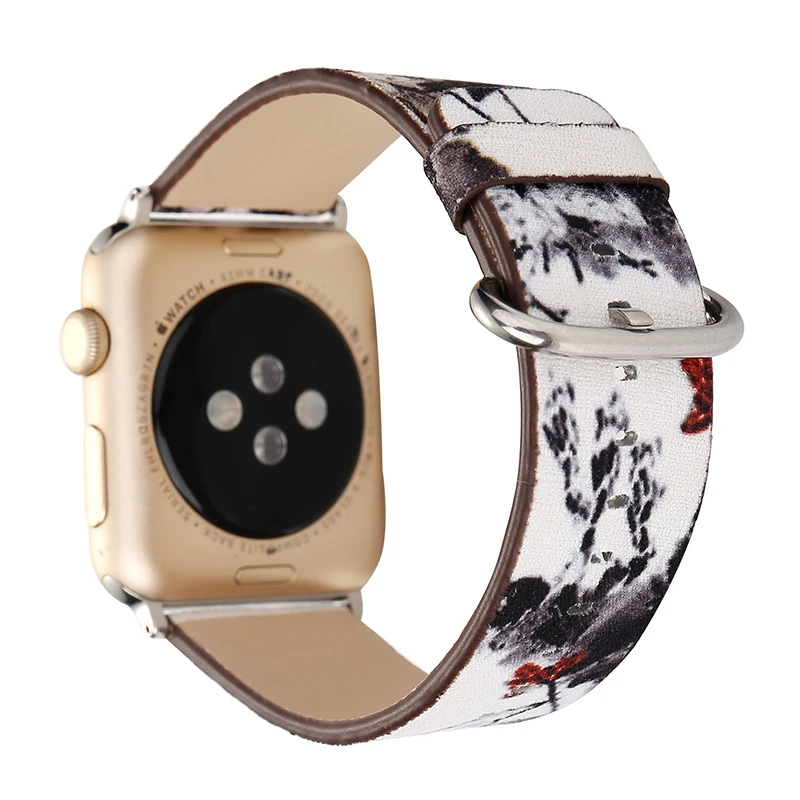 For apple watch band painted leather women's watch bracelet men's watch strap (2)