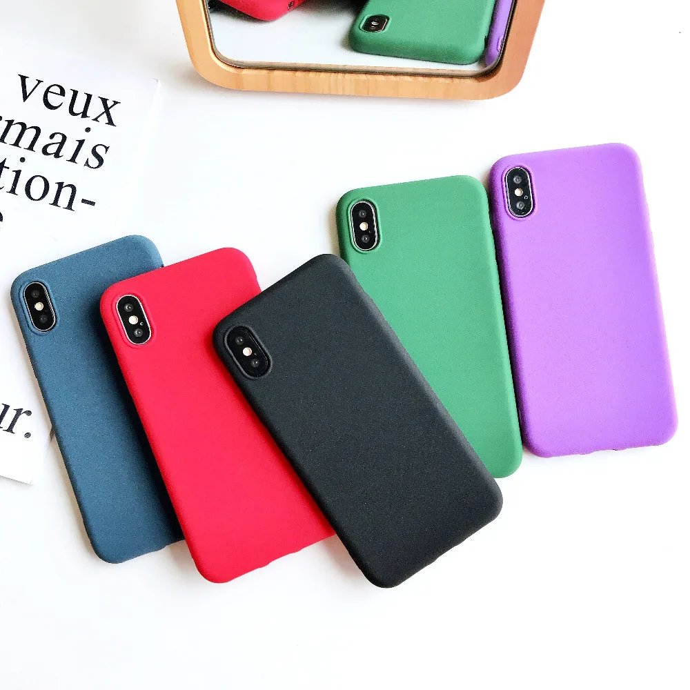 

For iPhone 8 XS MAX 6 6s 7 Plus Matte Candy Soft TPU Cover For iPhone 7 Ultra Slim Soft Silicone Cover For iPhone XR Phone Case