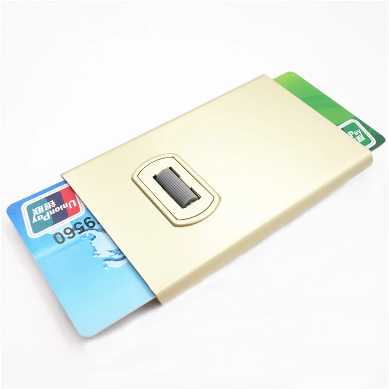 Maideduod кредитный держатель для карт автоматически бизнес-держатель для карт алюминиевый сплав мужской карт-Холдер, кошелек RFID Противоугонная коробка для карт