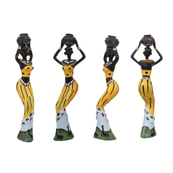 

3pcs Creative Africa Style Doll Resin Crafts African Woman Miniature Figurines Ornaments Home Furnishing Decoration Wedding Gift