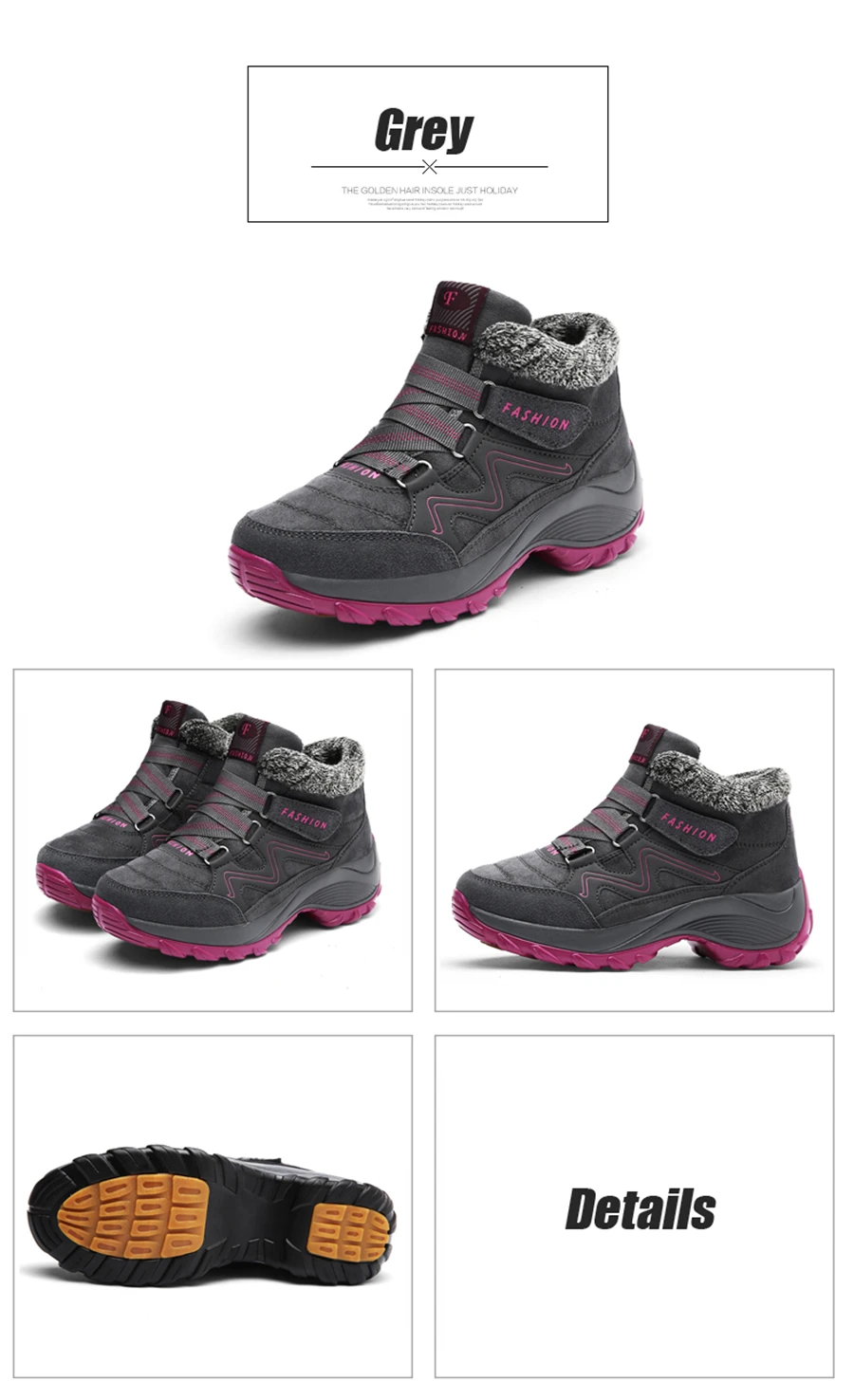 STS BRAND 2019New Winter Women Snow Boots Women Warm Push Ankle Boots Block High-tops Female Waterproof Boot Rubber Travel Shoes (23)