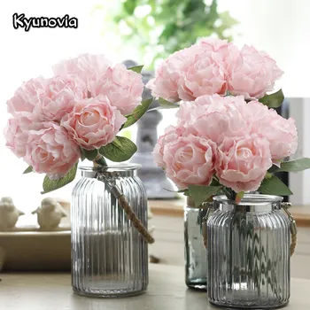 

Kyunovia Artificial Peony Bouquet Silk Rose Flower Bunch Peonies Bundle for Desk Office Home Wedding Furnishing Decoration KY111
