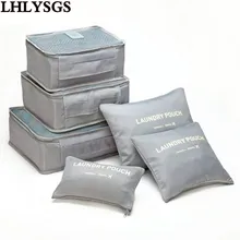 LHLYSGS מותג תיקי נסיעות עמיד למים 6 יח'סט קוביות אריזה בגדי יוניסקס ניילון לשאת על מזוודות מיון ארגונית עם נעל