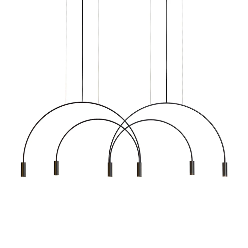 

Nordic Modern Line Pendant Lights Designer Dining Room Bedroom Bedside Restaurant Arched Living Room Ring Hanging Lamps Fixture