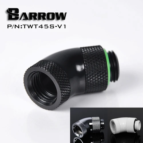 

Barrow Black White Silver G1/4''thread 45 degree two Rotary Fitting Adapter Rotating 45 degrees water cooling Adaptors TWT45S-V1