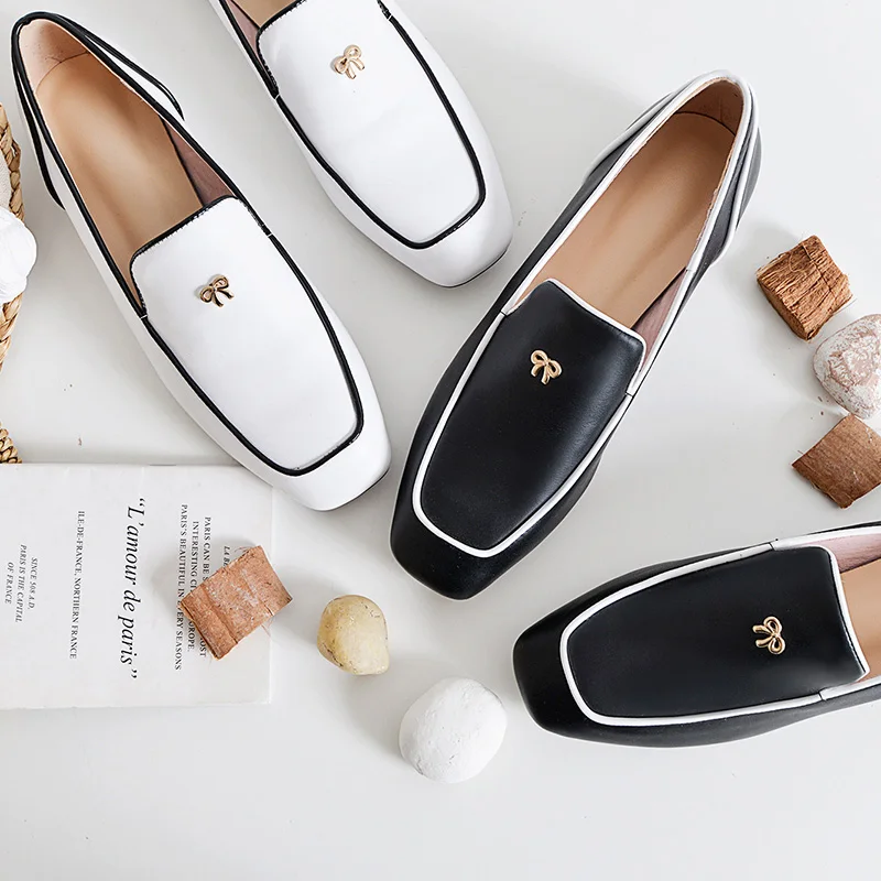 

2018 new brand flat shoes women loafers genuine leather metal decoration oxford shoes women casual shoes zapatos mujer size 43