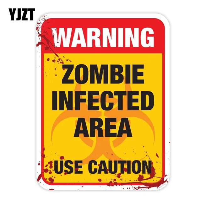Best Offers YJZT 15x20CM Personality ZOMBIE Warning Quarantine Infected Area Caution Retro-reflective Car Sticker Decals C1-8042