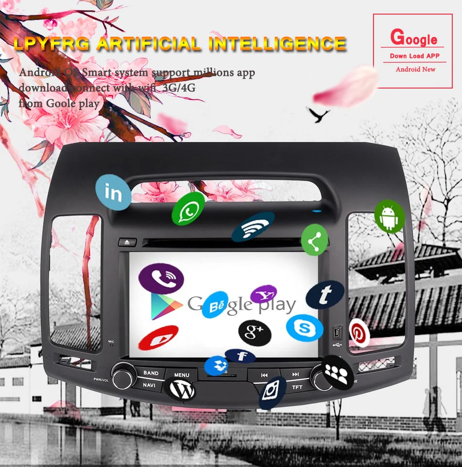 Sale Android 9.0 4+64G Car DVD Player GPS Radio for Hyundai Elantra 2007-2011 Navigation HD Multimedia OBD2 3/4G WIFI DVR SWC OBDII 4