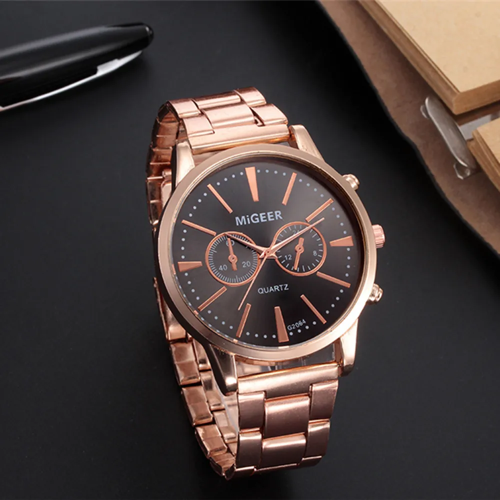 

DISU Man Watch Crystal Stainless Steel Analog Quartz Wristwatch Mens big dial watches for men mens wrist watches