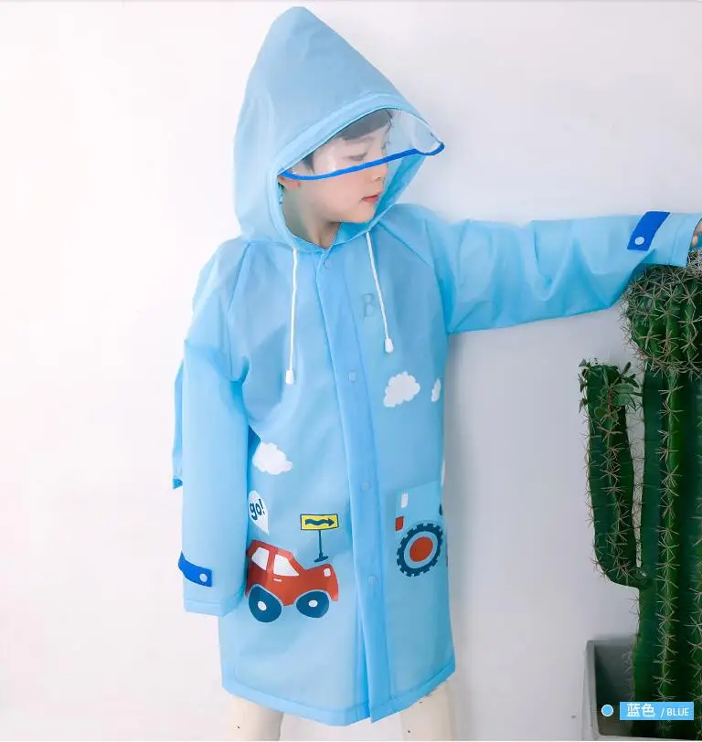 3.Students Raincoat With School Bags Cool Children Rain Coat Kids rain Jacket pocket Waterproof Rain Suit Children Raincoat Long Rain jacket