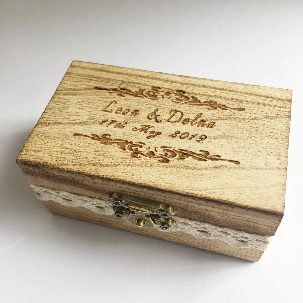 

Personalised Engraved Ring Box Rustic Wedding Wood Ring Holder Boxes Cutomized Wedding Ring Bearer Box Gift