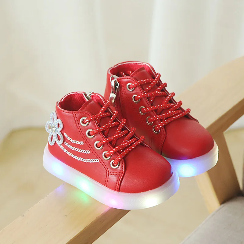 LED light European excellent children sneakers all seasons infant tennis baby girls shoes high quality baby kids shoes footwear