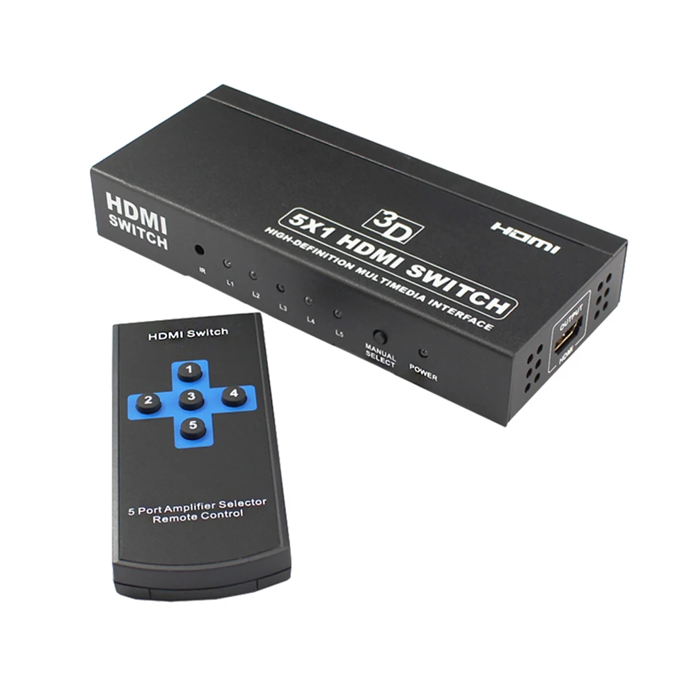

HDMI 5 Input 1 Output SwitcherHDMI Switch KVM Support 1.3 Version 3D