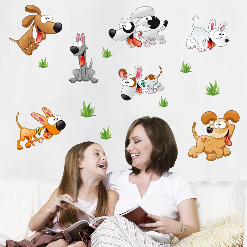 

DIY cartoon animal funny Dog Wall Sticers Removable Vinyl Nursery Kids Baby Child Bedrooms Home Decor Art Mural DIY Wallpapers
