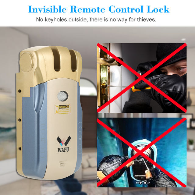 WAFU 010U 433MHz Keyless Invisible Electronic Door Lock With Remote Control Open & Close Smart Lock iOS Android APP Unlocking