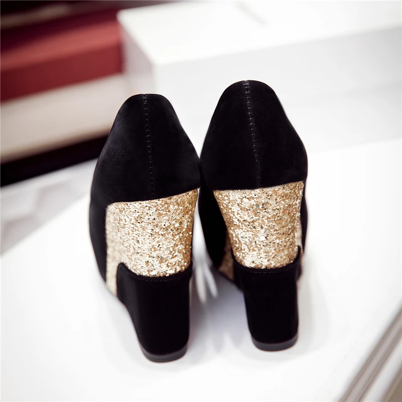 KARINLUNA/Брендовая обувь Туфли-лодочки наивысшего качества, большие размеры 33-43 Женская обувь пикантные женские туфли на танкетке, на высоком каблуке, для офиса, свадебные женские туфли