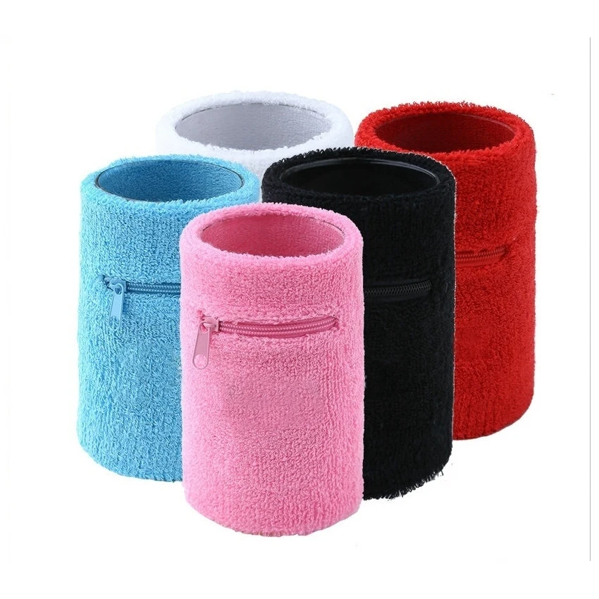 1pc Sports Wrist Sweatbands Zipper Wristbands Wrist Bands Yoga Running