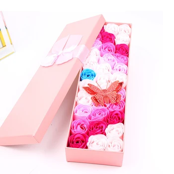 

33PCS/Box Scented Bath Rose Soap Flower Gift Box for Mother's Day Gift Carnation Flower Valentine's Day Gift Wedding Decorative