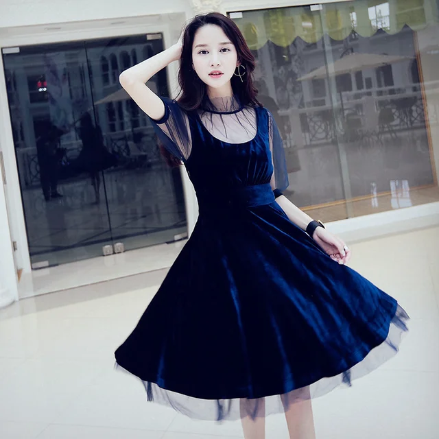 2017 New Latest Arrival Fashion Women Spring Autumn Velvet Lace 2017 New Latest Arrival Fashion Women Spring Autumn Velvet Lace Viole With Blue Vintage Elegant Dress A Line High Quality