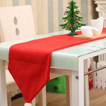 

Home Party Christmas Table Runner Flag Modern Mat Tablecloth for New Year Decor Red Festival Gift for Christmas Party 176*34cm