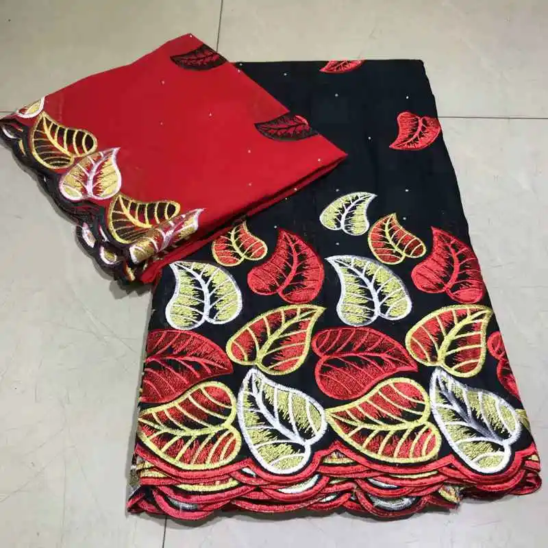 

AL1005 High Quality Swiss Voile Lace Fabric 5yards with 2yards headtie New Nigeria Embroidered Swiss Cotton Lace Fabircs 5+2yard
