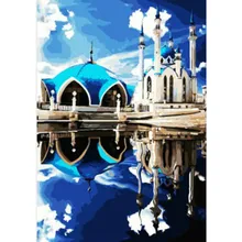 Синий замок ручной работы Краска высокого качества Холст Красивая краска ing по номерам Сюрприз подарок большое удовлетворение