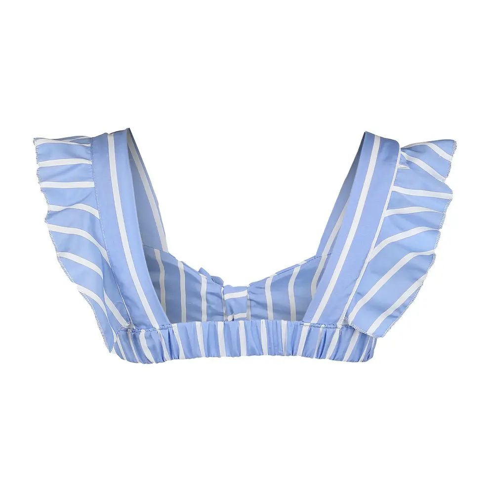 Adogirl Casual Elastic Tie Up Bow Crop Top Women Ruffles Striped Print Stretch Tank Sexy Camis Tops 2018 Summer Beach Top Tops