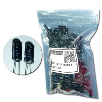 

200pcs/lot Electrolytic Capacitors 50 V / 2.2 UF Volume 5x11mm Aluminum Electrolytic Capacitor 50V 2.2 UF Capacitors Set 5*11mm