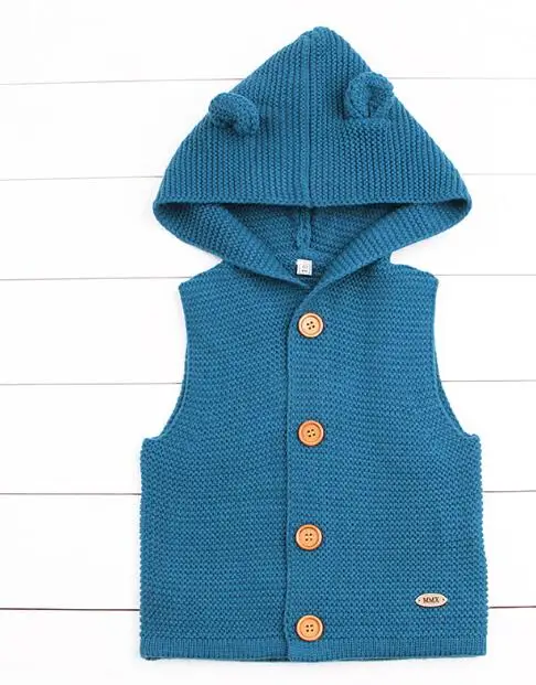 Зимние модные свитера для малышей, кардиганы, Осенние вязаные куртки с капюшоном для новорожденных, детская одежда с длинными рукавами и рисунком медведя - Цвет: 82W281 Blue