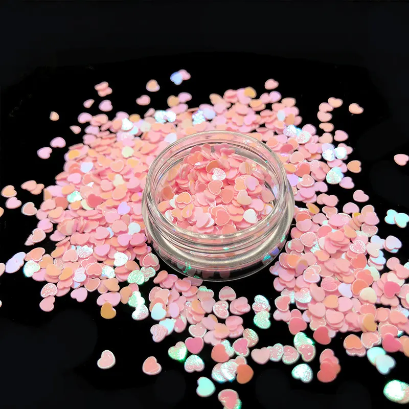 

New Multi-color Holographic Laser Acrylic Heart Shaped Nails Sequins PVC Chunky Glitters Flakes Dust Manicure Art DIY Decoration
