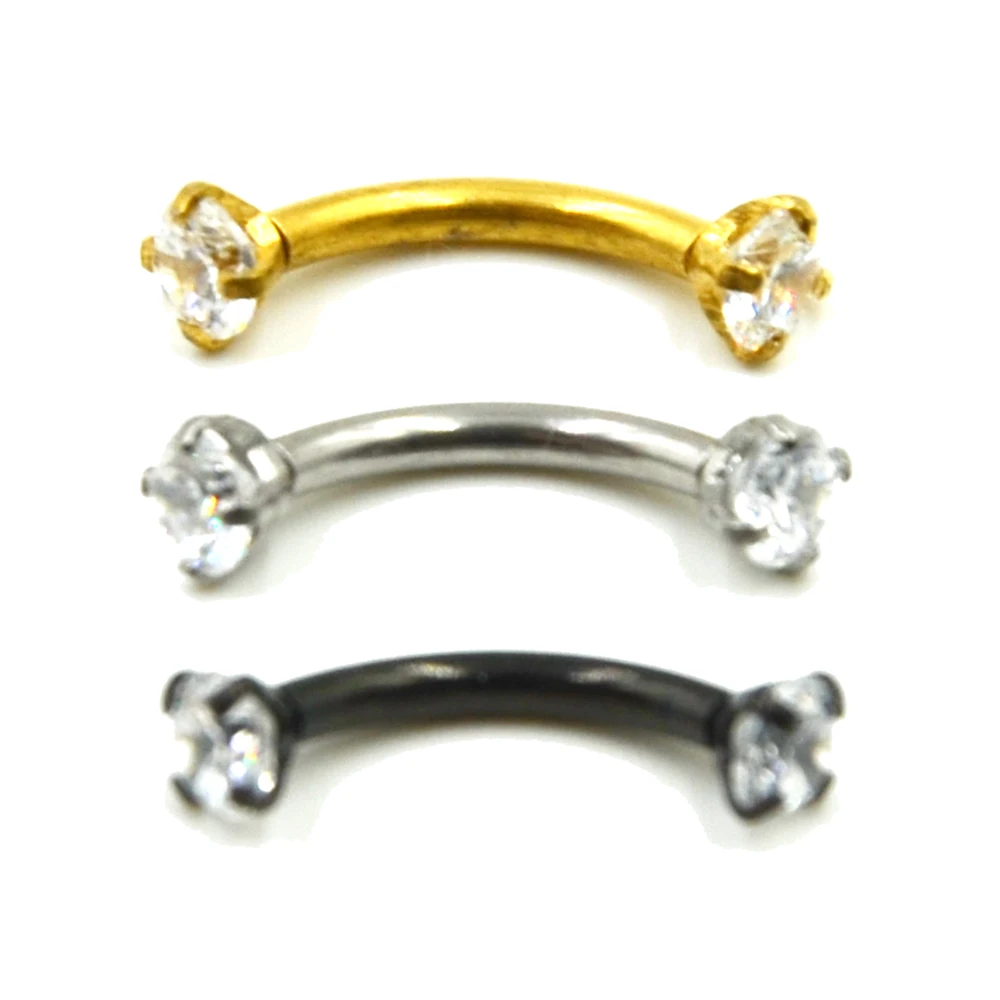 

1Pc Internally Thread Cubic Zircon Stainless Steel Curved Barbell Piercing Eyebrow Ring Body Jewelry Retainers